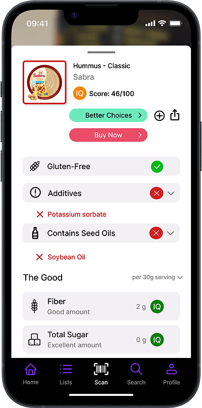 LabelIQ product scoring screen